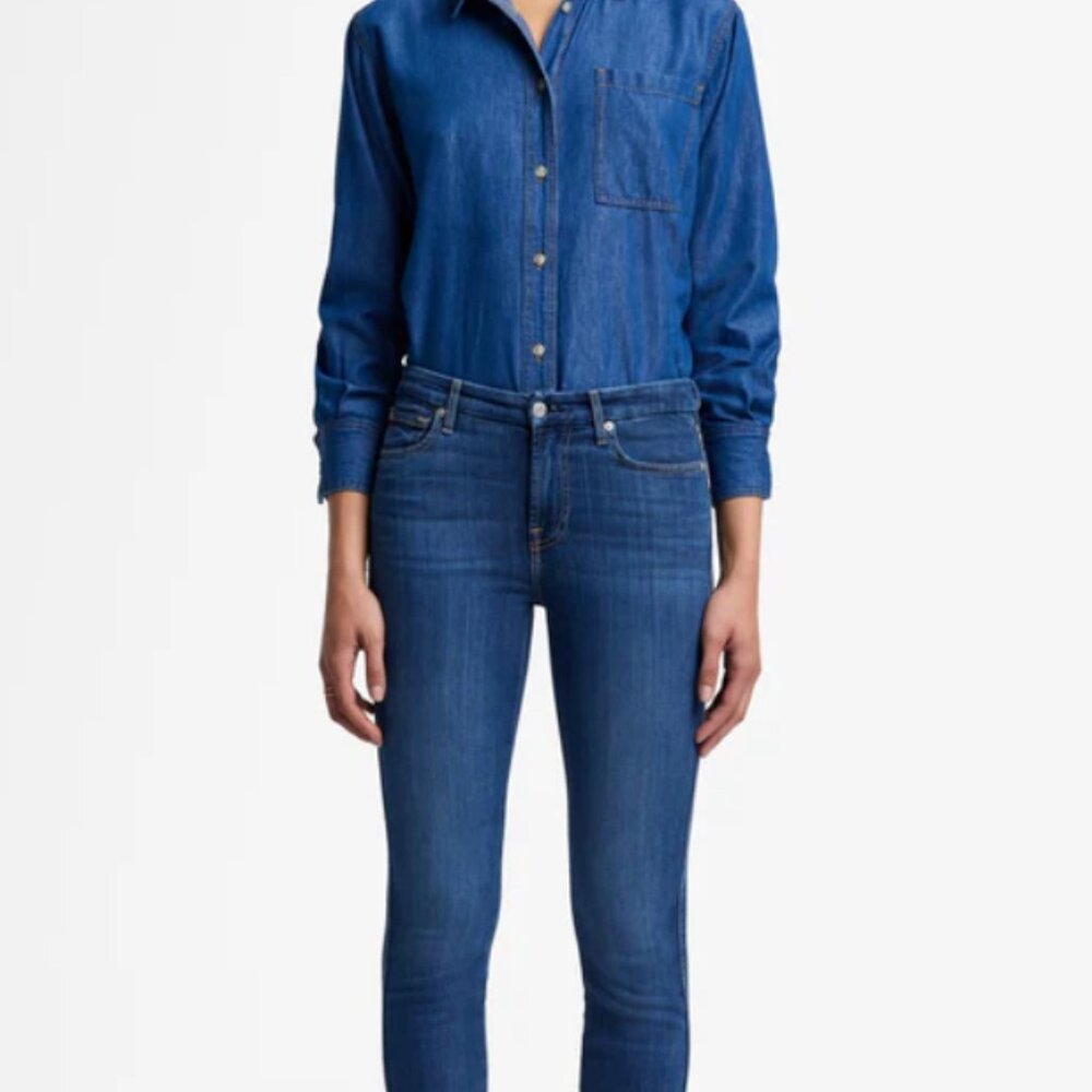 7 For All Mankind Medium Wash Kimmie Straight-Leg Jeans - Size - 27